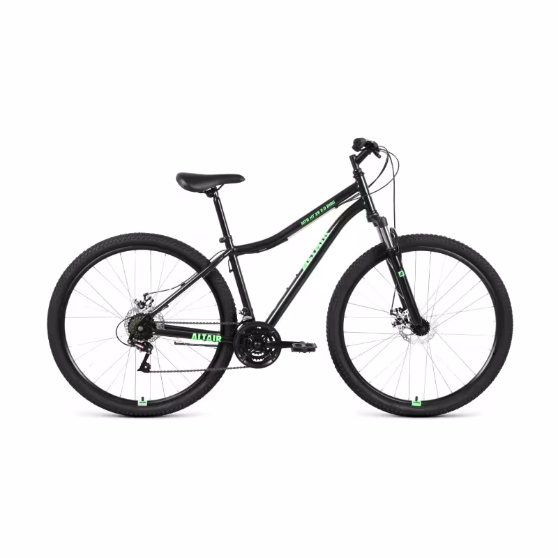 Велосипед горный хардтейл Altair MTB HT 2.0 D 26 ( 21 скорость, рост 19 ) чёрный/ярко-зелёный
