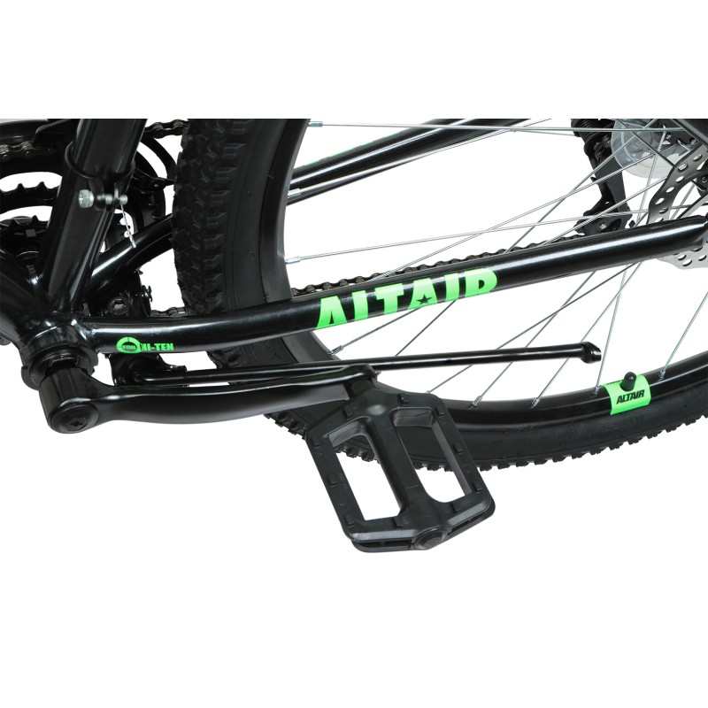 Велосипед горный хардтейл Altair MTB HT 2.0 D 26 ( 21 скорость, рост 19 ) чёрный/ярко-зелёный