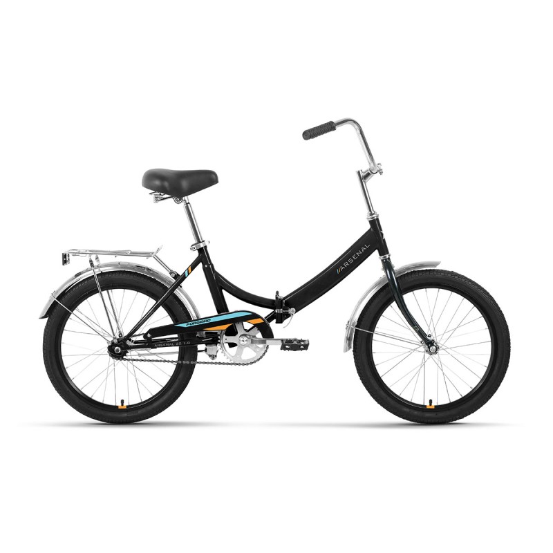 Велосипед Forward Arsenal 20 1.0 ( 1 скорость, рост 14, скл.) чёрный/оранжевый