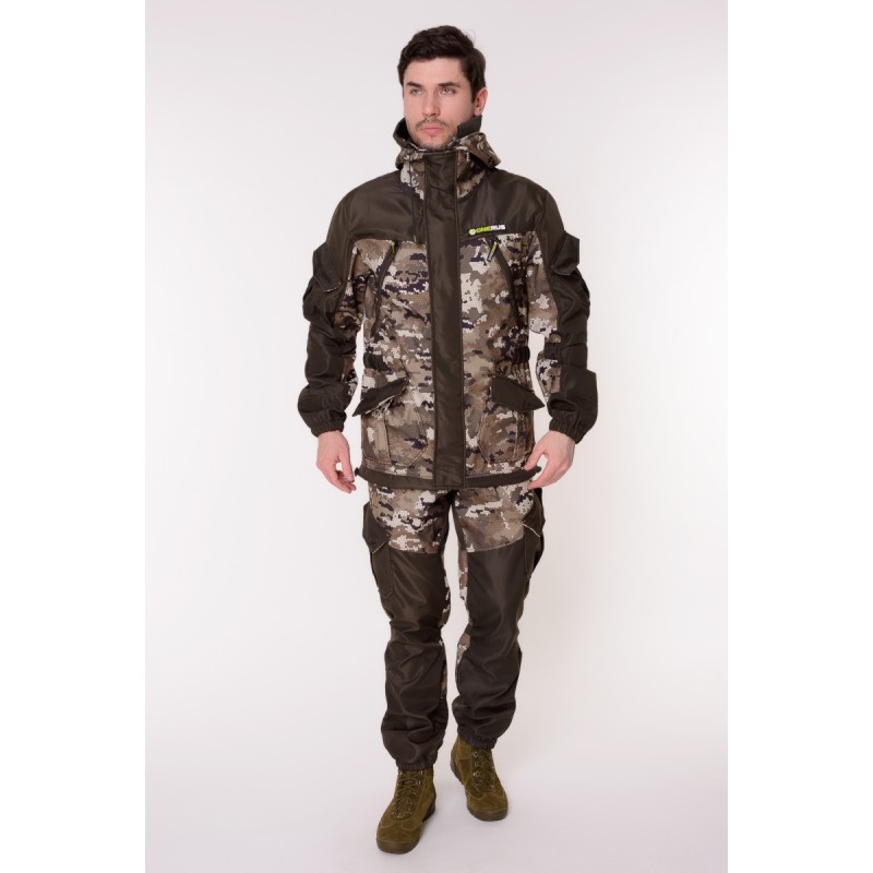 Костюм мужской OneRus Горный -5, ткань Полофлис, бежевый камуфляж/коричневый, размер 48-50 (M), 170-176 см