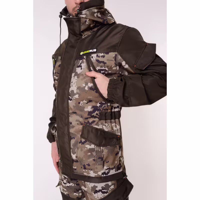 Костюм мужской OneRus Горный -5, ткань Полофлис, бежевый камуфляж/коричневый, размер 48-50 (M), 170-176 см