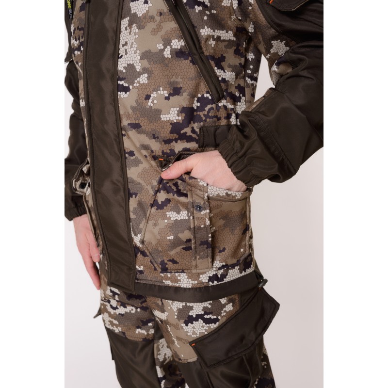 Костюм мужской OneRus Горный -5, ткань Полофлис, бежевый камуфляж/коричневый, размер 48-50 (M), 170-176 см