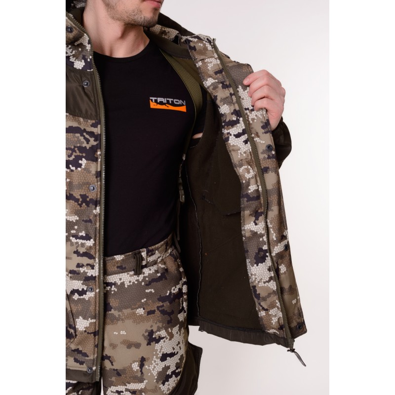 Костюм мужской OneRus Горный -5, ткань Полофлис, бежевый камуфляж/коричневый, размер 52-54 (L), 170-176 см