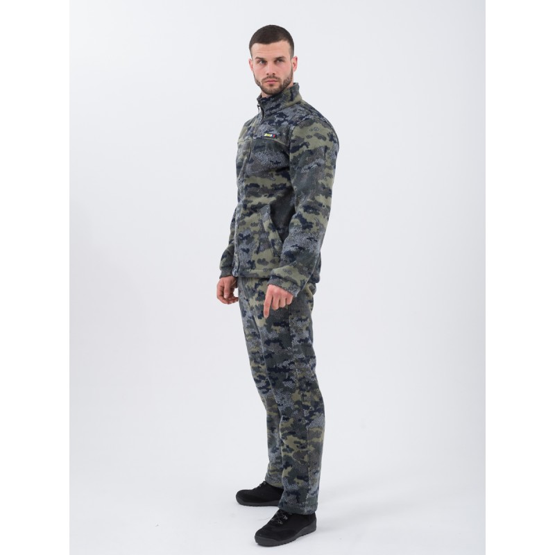 Костюм мужской OneRus Лис, флис, серый/бежевый камуфляж, размер 48-50 (M), 182-188 см