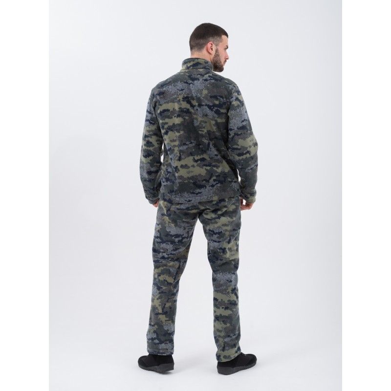 Костюм мужской OneRus Лис, флис, серый/бежевый камуфляж, размер 48-50 (M), 182-188 см