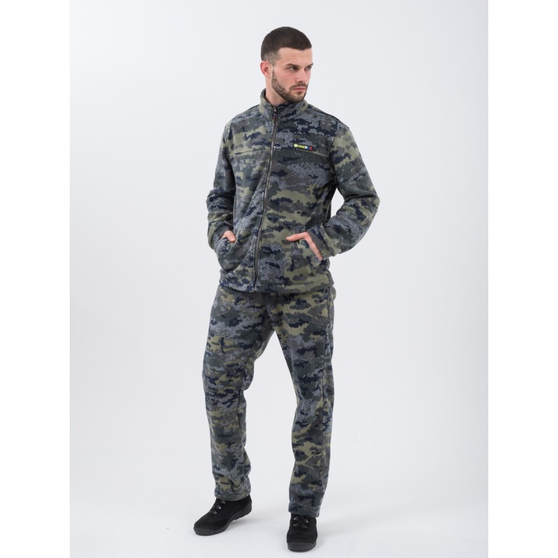 Костюм мужской OneRus Лис, флис, серый/бежевый камуфляж, размер 48-50 (M), 182-188 см