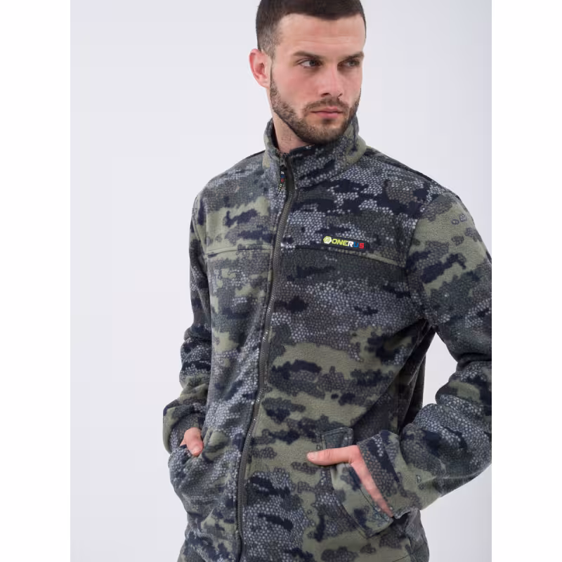 Костюм мужской OneRus Лис, флис, серый/бежевый камуфляж, размер 48-50 (M), 182-188 см