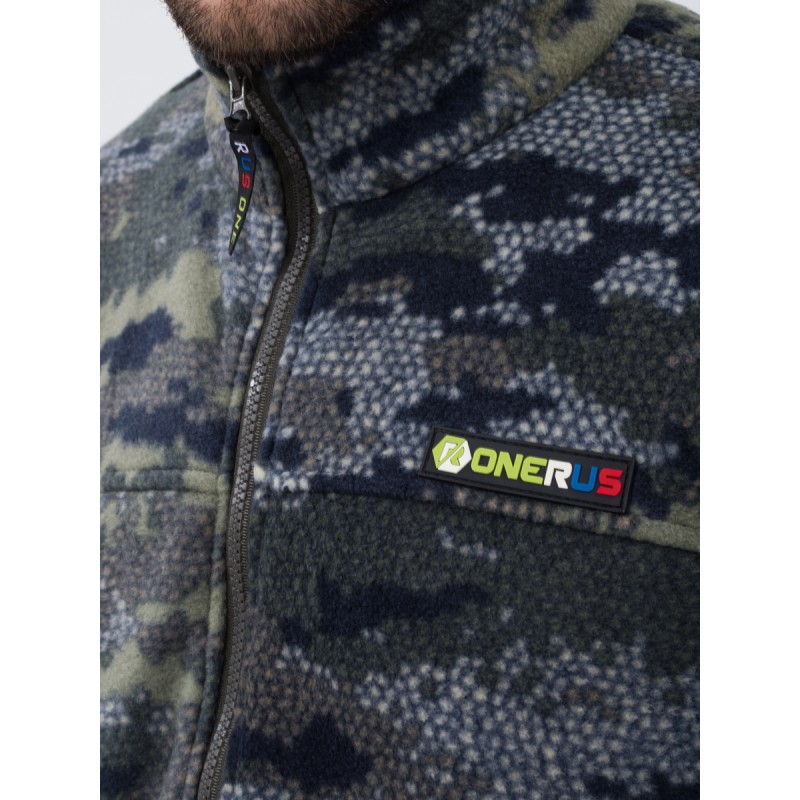 Костюм мужской OneRus Лис, флис, серый/бежевый камуфляж, размер 48-50 (M), 182-188 см