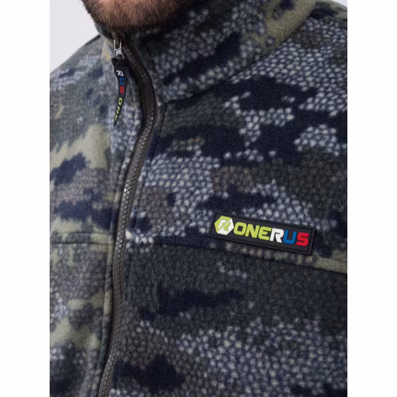Костюм мужской OneRus Лис, флис, серый/бежевый камуфляж, размер 52-54 (L), 170-176 см