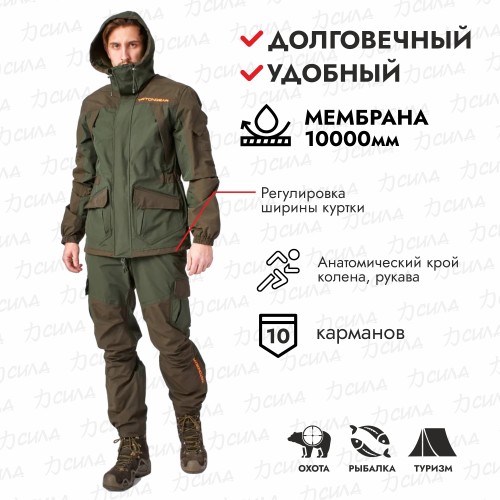 Костюм мужской Triton Gear Gorka PRO -5 ПК 2022, ткань Таслан, хаки, размер 52-54, 182-188 см