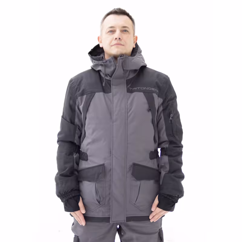 Костюм мужской Triton Gear Gorka PRO -15, ткань Таслан, серый/черный, размер 52-54, 170-176 см