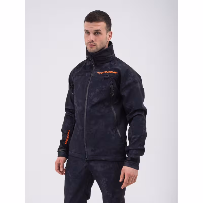 Костюм мужской Triton Gear PRO -5 2022, ткань Софтшелл, серый/черный камуфляж, размер 64-66, 182-188 см 