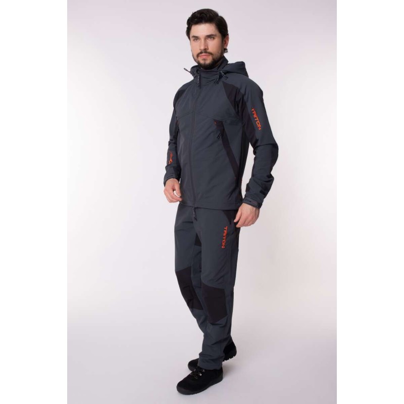 Костюм мужской Triton Gear Reptil, ткань SoftShell APEX, серый/черный, размер 60-62 (XXL), 182-188 см