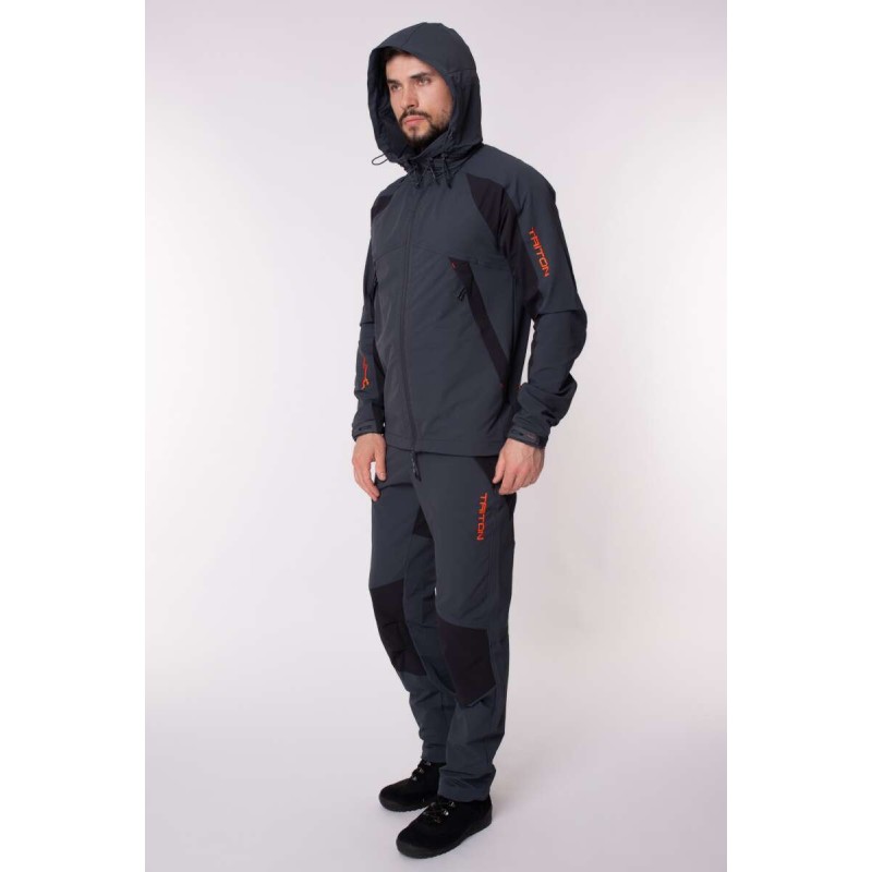 Костюм мужской Triton Gear Reptil, ткань SoftShell APEX, серый/черный, размер 60-62 (XXL), 182-188 см