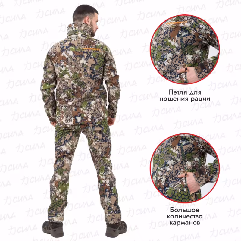 Костюм мужской Triton Gear PRO -5, ткань Софтшелл, принт Forest Green, размер 52-54 (L), 182-188 см