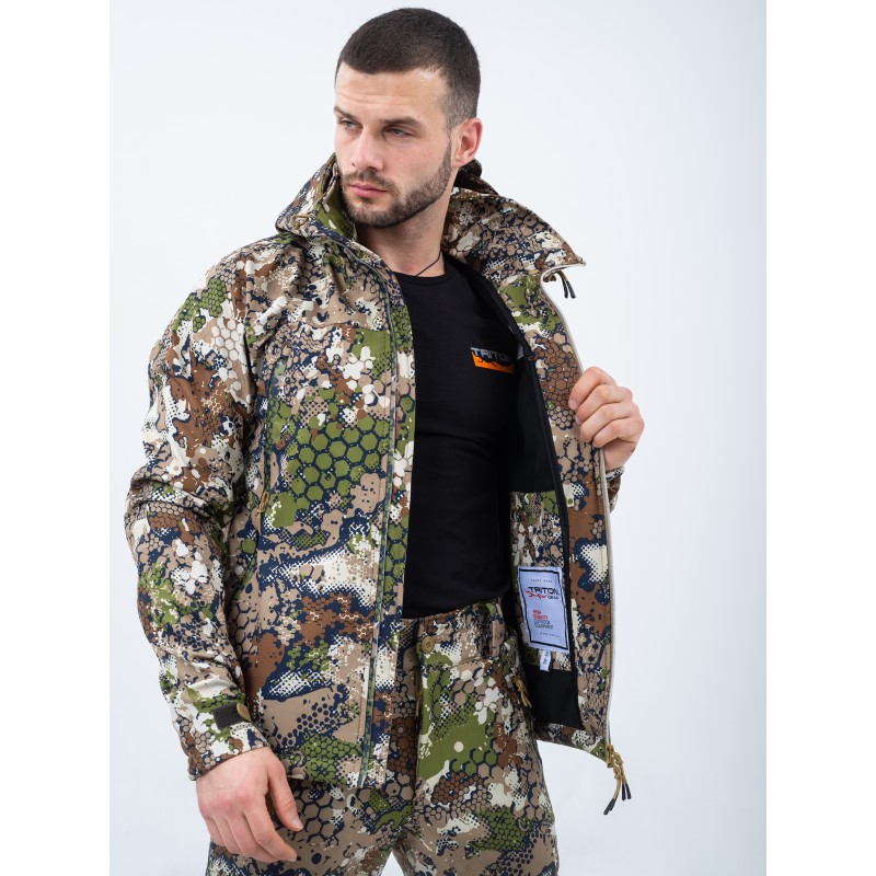 Костюм мужской Triton Gear PRO -5, ткань Софтшелл, принт Forest Green, размер 60-62 (XXL), 182-188 см