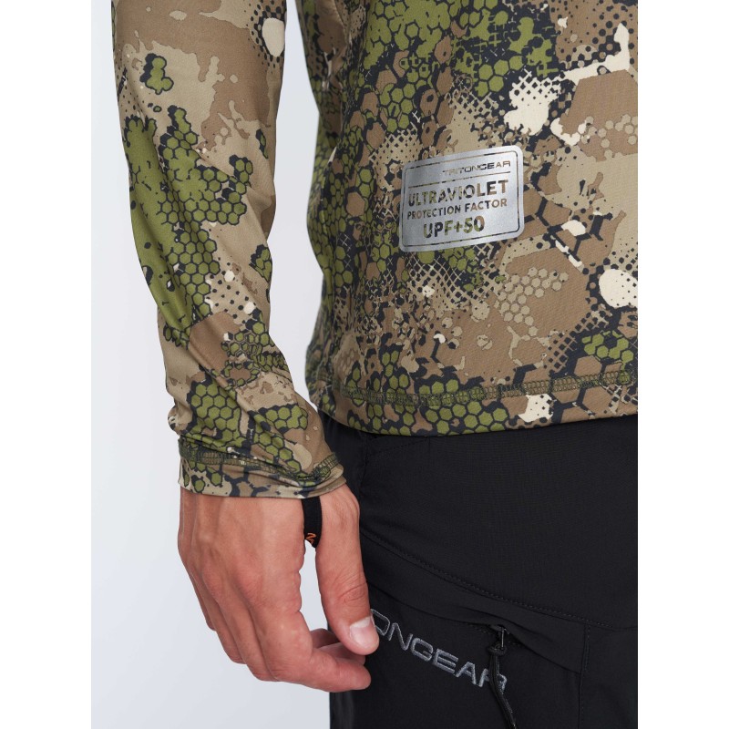 Джерси с капюшоном мужское Triton Gear, ткань Fabreex, принт Green Line, размер M