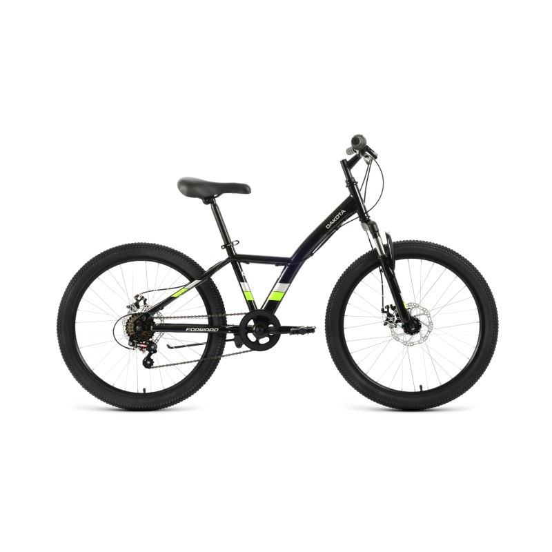 Велосипед горный хардтейл Forward Dakota 24 2.0 D ( рост 13, 6 ск. ) чёрный/зелёный