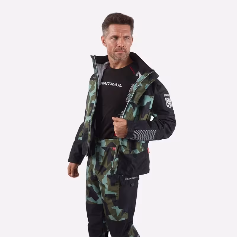 Костюм мужской Finntrail Thor 3420 CamoArmy, мембрана Hard-Tex, черный, размер 58-60 (XXL), 185-195 см