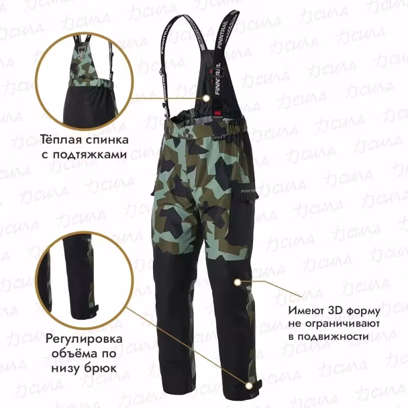 Костюм мужской Finntrail Thor 3420 CamoArmy, мембрана Hard-Tex, черный, размер 58-60 (XXL), 185-195 см