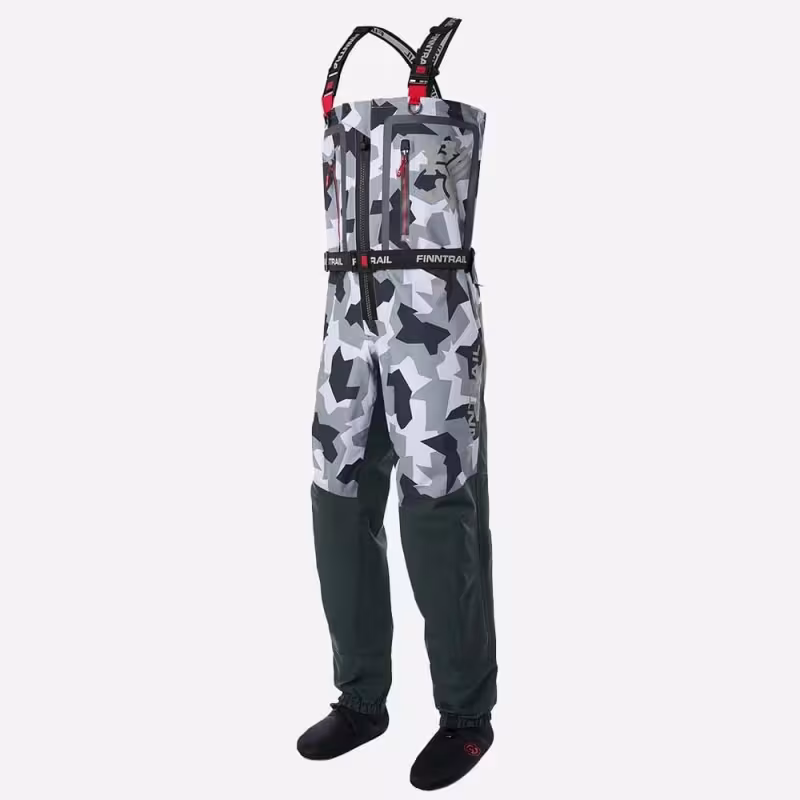 Полукомбинезон-вейдерсы Finntrail Speedmaster, мембрана Hard-­Tex, серый камуфляж, размер 50-52 (L), 175-185 см