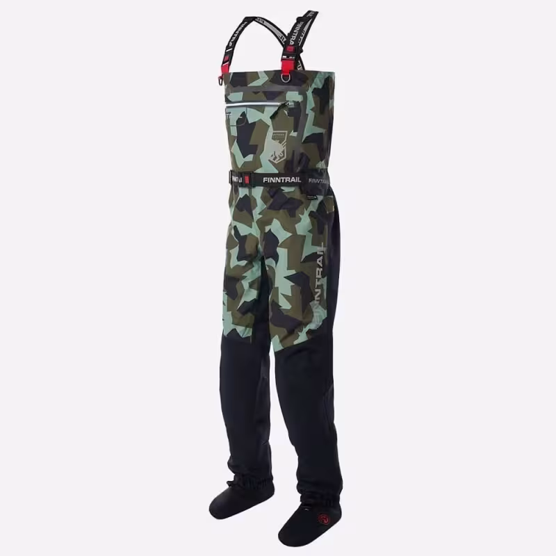 Полукомбинезон-вейдерсы Finntrail Speedmaster, мембрана Hard-­Tex, зеленый камуфляж, размер 54-56 (XL), 180-190 см