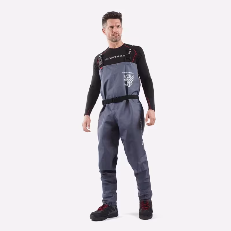 Полукомбинезон-вейдерсы Finntrail Timber 1538 Dark Grey, мембрана Hard-Tex, серый, размер 50-52 (L), 175-185 см