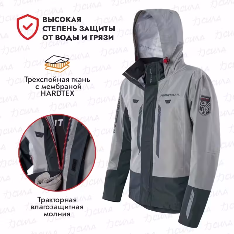 Куртка мужская Finntrail Greenwood 4021 Grey, мембрана Hard-Tex, серый, размер 50-52 (L), 175-185 см