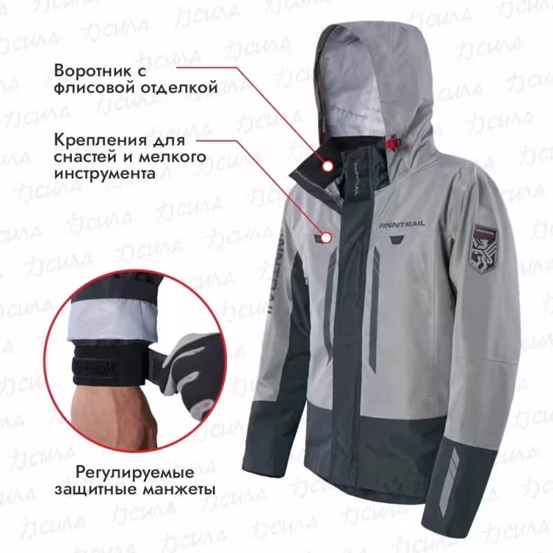 Куртка мужская Finntrail Greenwood 4021 Grey, мембрана Hard-Tex, серый, размер 50-52 (L), 175-185 см