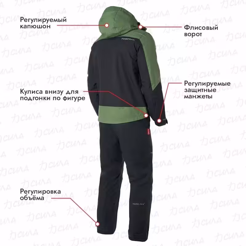 Костюм мужской Finntrail Lightsuit 3503 Green, ткань Рипстоп, зеленый, размер 42-44 (XS), 160-170 см