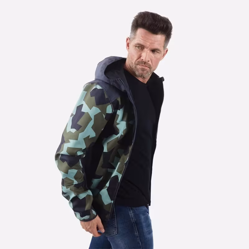 Куртка мужская Finntrail Softshell Nitro1320 CamoArmy, ткань Софтшелл, зеленый камуфляж/черный, размер 44-46 (S), 165-175 см