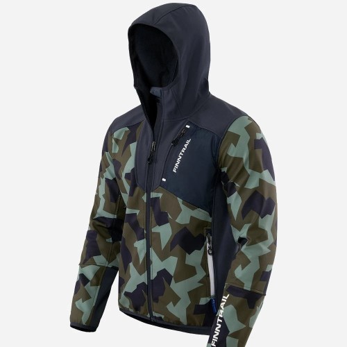 Куртка мужская Finntrail Softshell Nitro 1320 CamoArmy, ткань Софтшелл, зеленый камуфляж/черный, размер M, 170-180 см