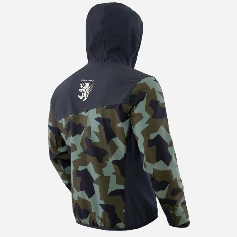 Куртка мужская Finntrail Softshell Nitro 1320 CamoArmy, ткань Софтшелл, зеленый камуфляж/черный, размер M, 170-180 см