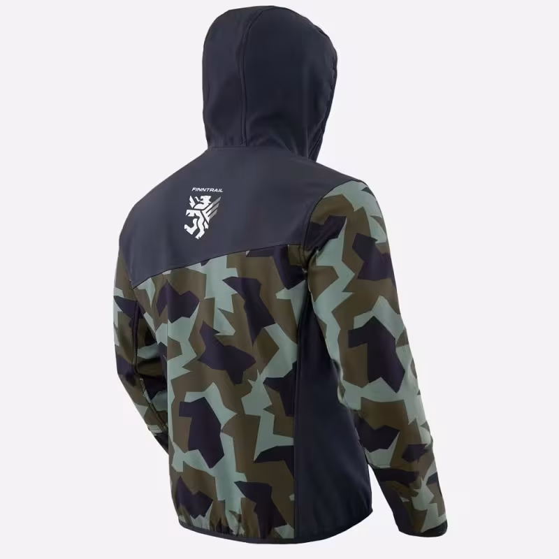 Куртка мужская Finntrail Softshell Nitro 1320 CamyArmy, ткань Софтшелл, зеленый камуфляж/черный, размер 50-52 (L), 175-185 см