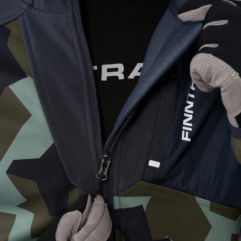 Куртка мужская Finntrail Softshell Nitro 1320 CamoArmy, Софтшелл, зеленый камуфляж/черный, размер XL, 180-190 см