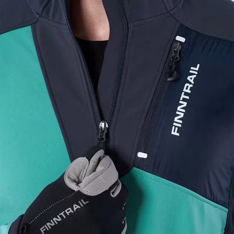 Куртка мужская Finntrail Softshell Nitro 1320, ткань Софтшелл, зеленый/серый, размер 48-50 (M), 170-180 см