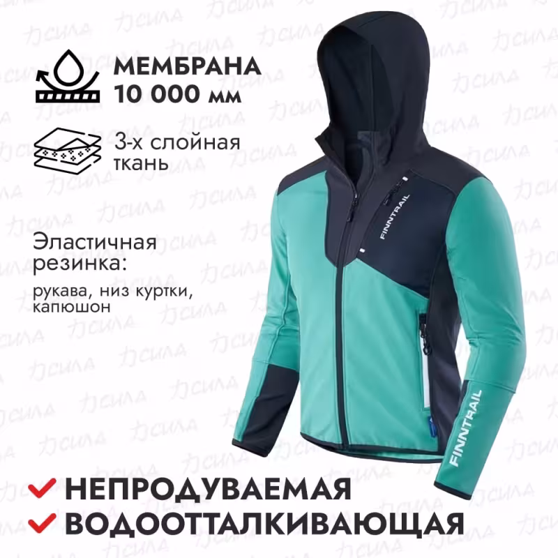 Куртка мужская Finntrail Softshell Nitro 1320 Green, Софтшелл, зеленый/серый, размер 54-56 (XL), 180-190 см