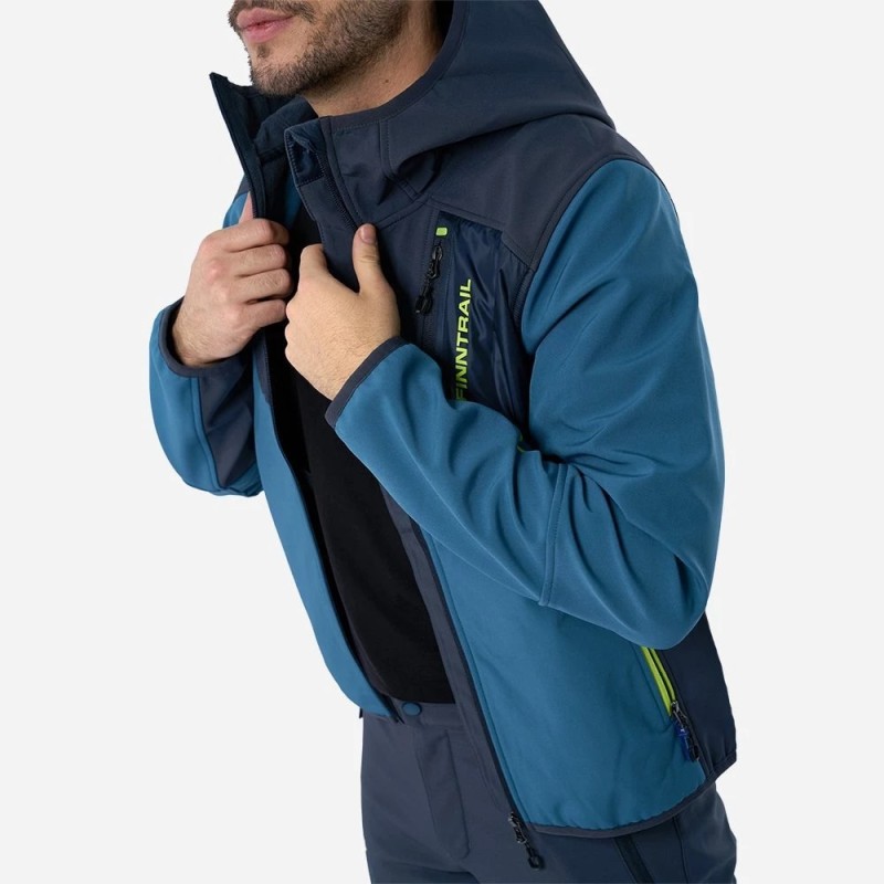 Куртка мужская Finntrail Softshell Nitro 1320, ткань Софтшелл, синий, размер S