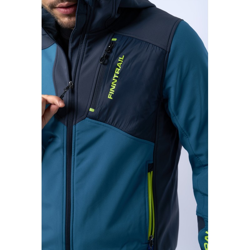 Куртка мужская Finntrail Softshell Nitro 1320, ткань Софтшелл, синий/серый, размер L