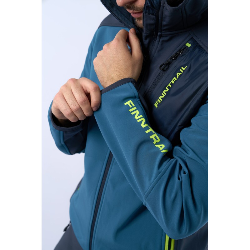 Куртка мужская Finntrail Softshell Nitro 1320, ткань Софтшелл, синий/серый, размер L
