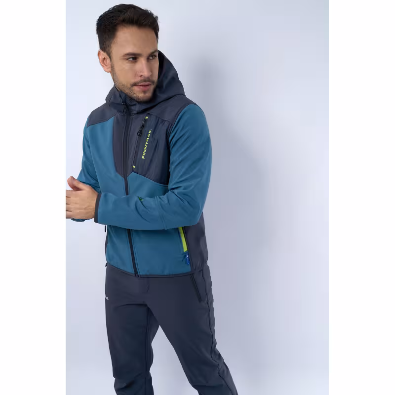 Куртка мужская Finntrail Softshell Nitro 1320, ткань Софтшелл, синий/серый, размер 50-52 (L), 175-185 см