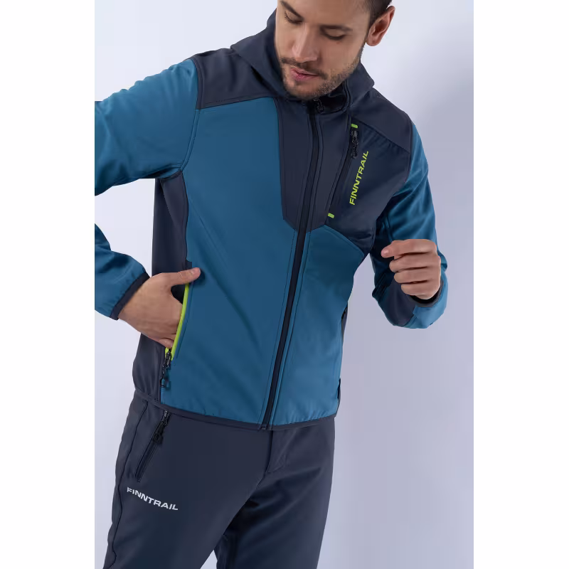 Куртка мужская Finntrail Softshell Nitro 1320, ткань Софтшелл, синий/серый, размер 50-52 (L), 175-185 см
