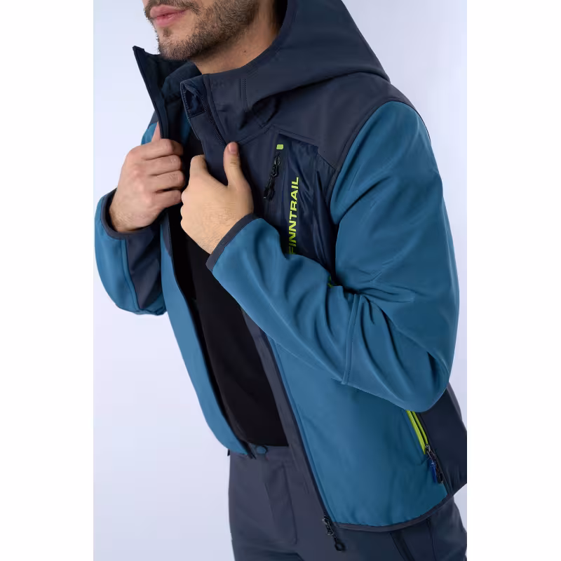 Куртка мужская Finntrail Softshell Nitro 1320, ткань Софтшелл, синий/серый, размер 54-56 (XL), 180-190 см