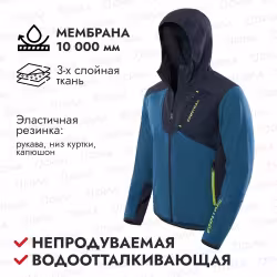 Куртка мужская Finntrail Softshell Nitro 1320, ткань Софтшелл, синий/серый, размер 54-56 (XL), 180-190 см