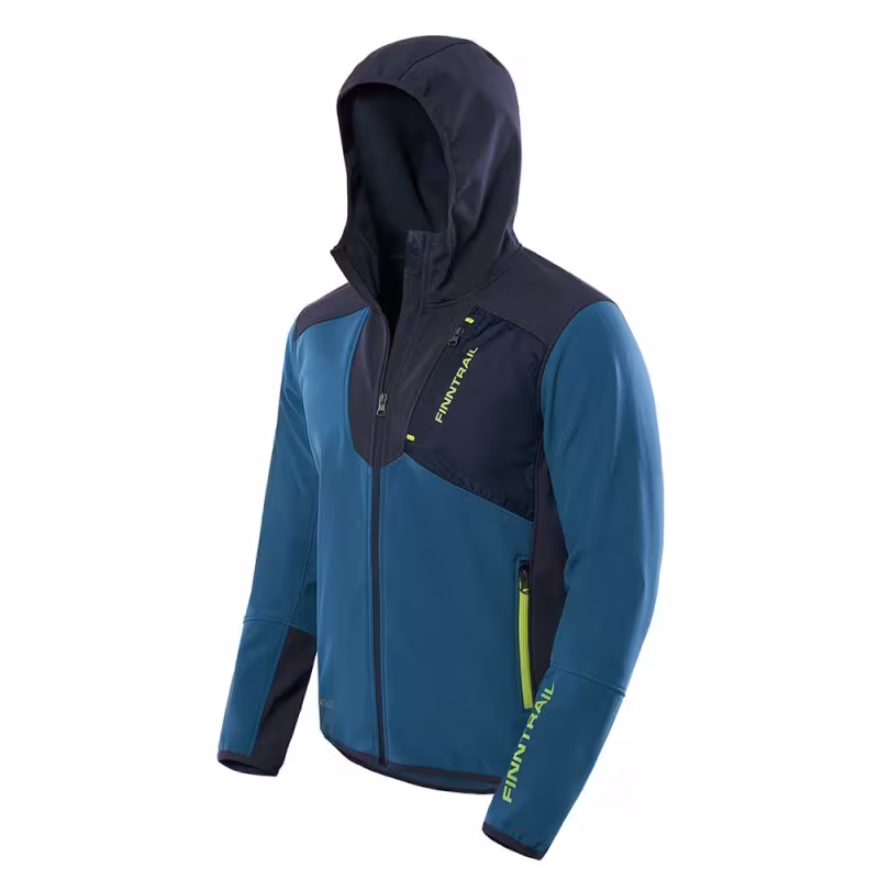 Куртка мужская Finntrail Softshell Nitro 1320, ткань Софтшелл, синий/серый, размер 58-60 (XXL), 185-195 см