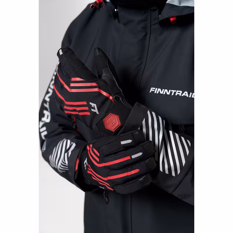 Мотоперчатки Finntrail Impact 2710, натуральная кожа/мембрана Hipora, черный/красный, размер M