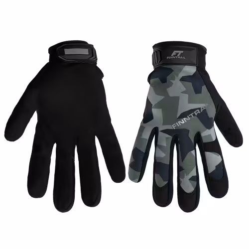 Мотоперчатки Finntrail Eagle 2840, искусственная кожа/неопрен, черный/зеленый камуфляж, размер XL