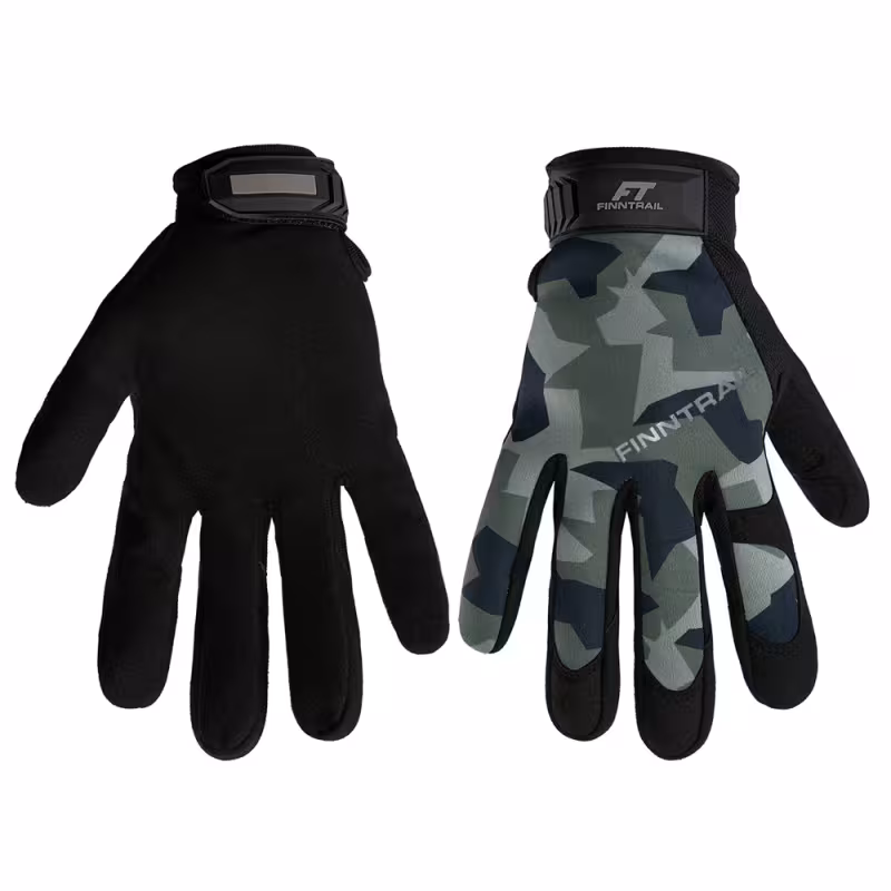 Мотоперчатки Finntrail Eagle 2840, искусственная кожа/неопрен, черный/зеленый камуфляж, размер XL