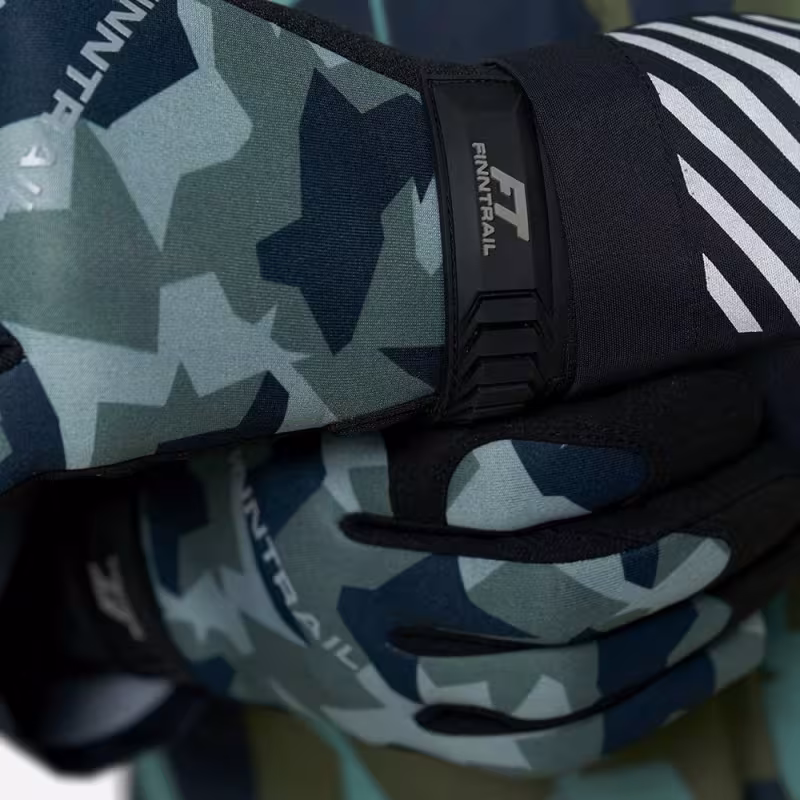 Мотоперчатки Finntrail Eagle 2840, искусственная кожа/неопрен, черный/зеленый камуфляж, размер XL