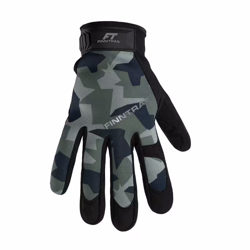 Мотоперчатки Finntrail Eagle 2840, искусственная кожа/неопрен, черный/зеленый камуфляж, размер XL
